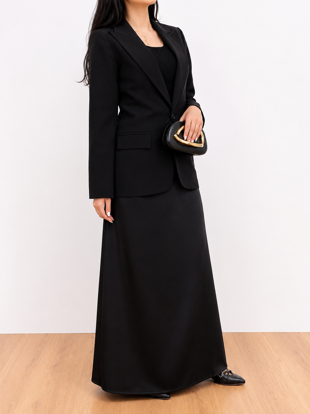 دامن ساتن زنانه ماکسی با رنگبندی